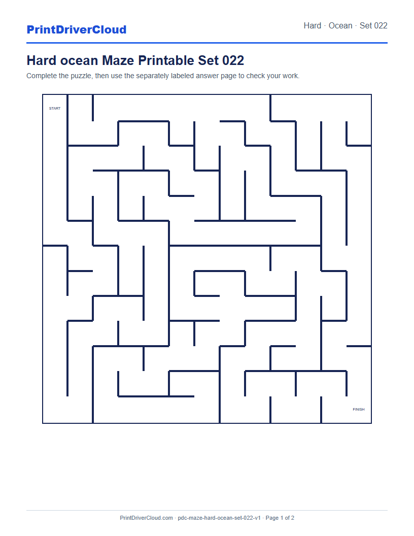 Preview of Hard ocean Maze Printable Set 022