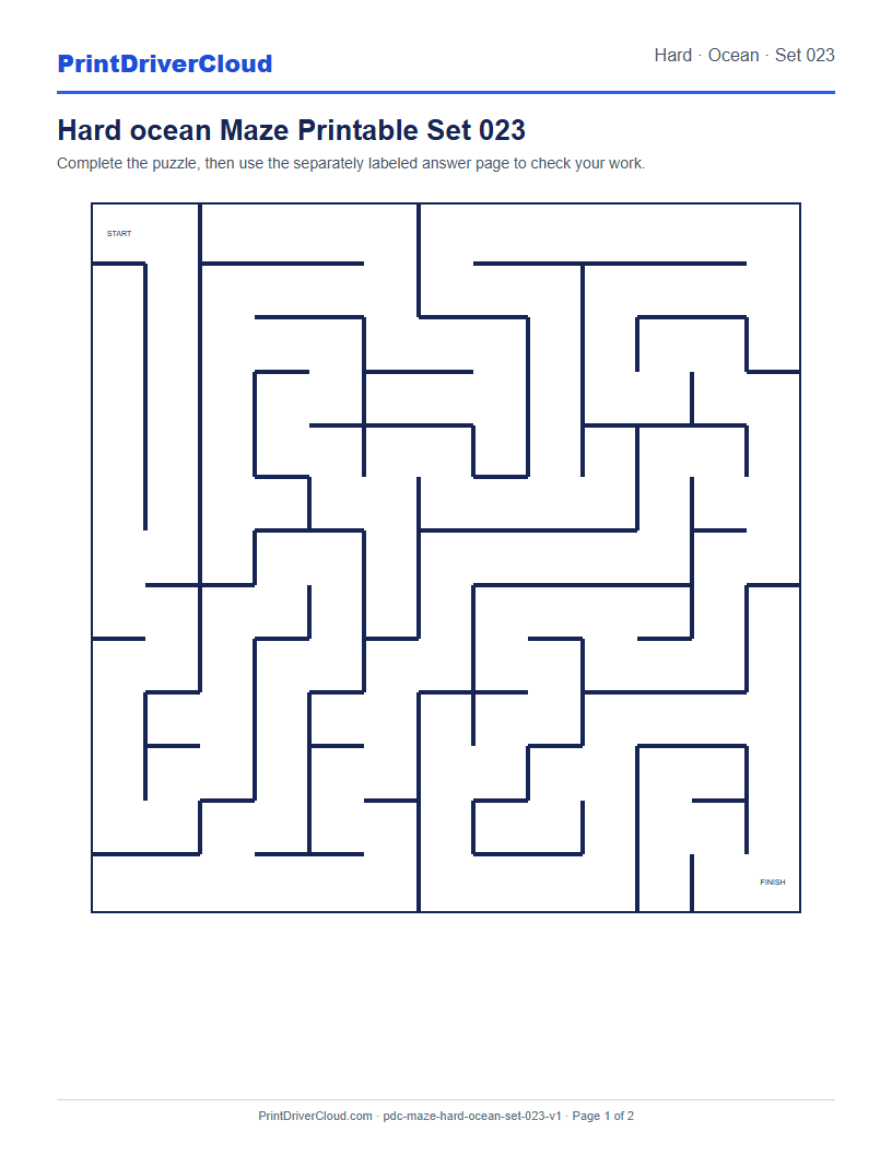 Preview of Hard ocean Maze Printable Set 023