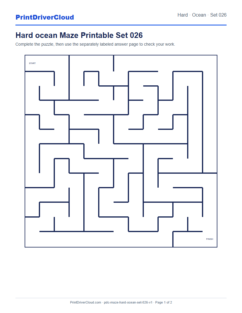 Preview of Hard ocean Maze Printable Set 026
