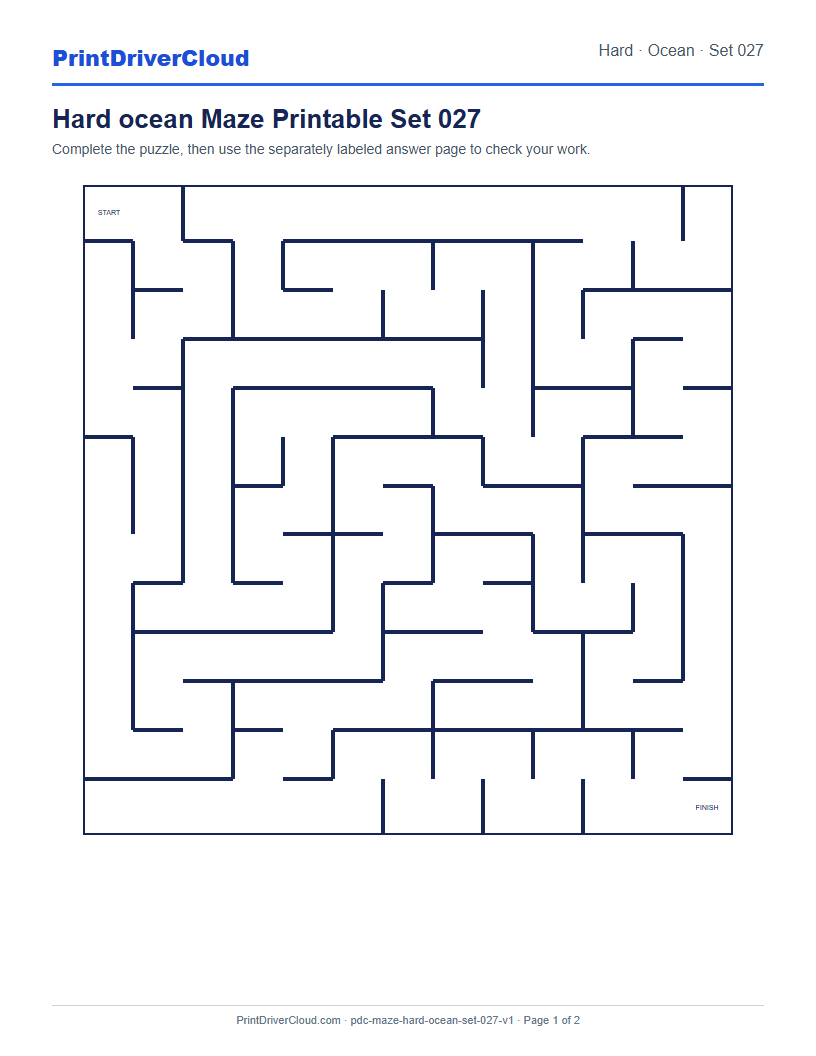 Preview of Hard ocean Maze Printable Set 027