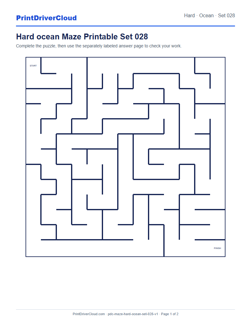 Preview of Hard ocean Maze Printable Set 028