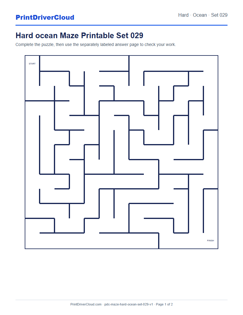 Preview of Hard ocean Maze Printable Set 029