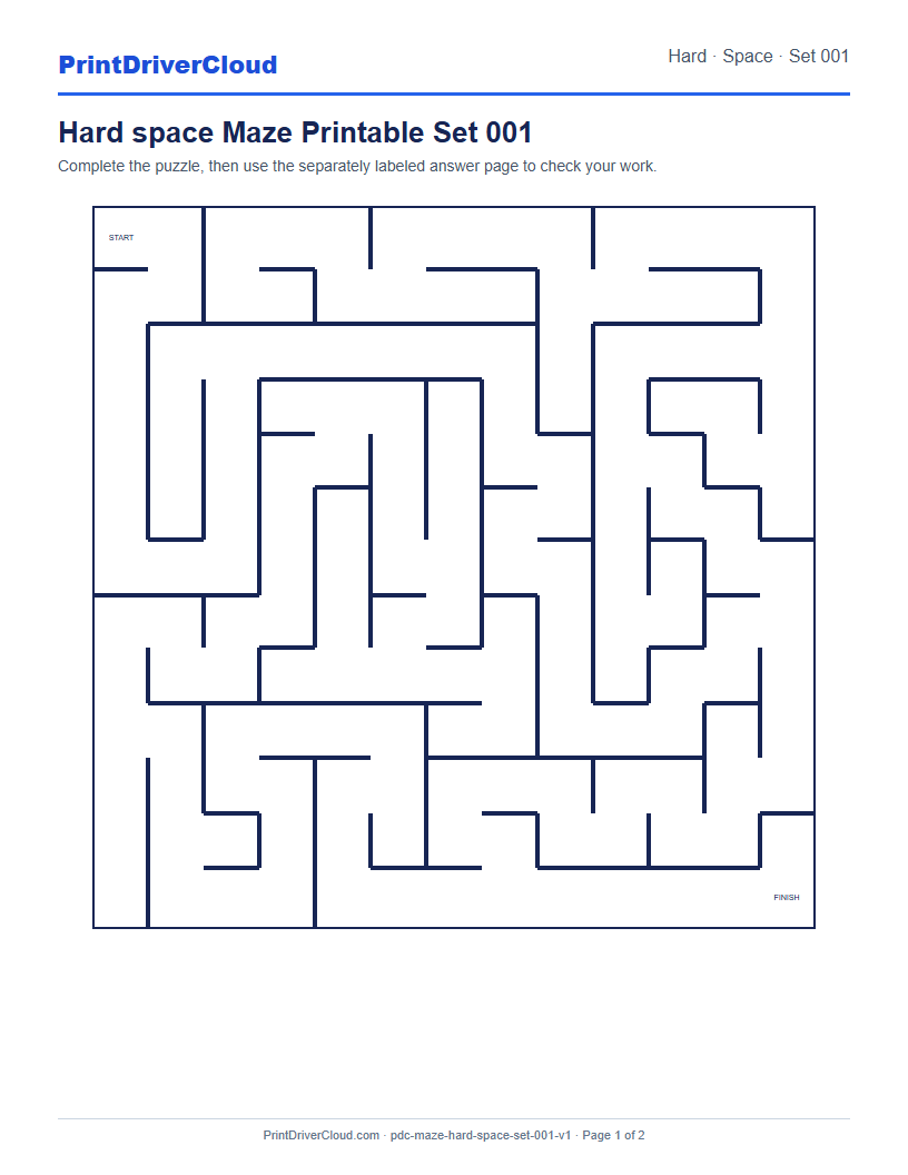 Preview of Hard space Maze Printable Set 001