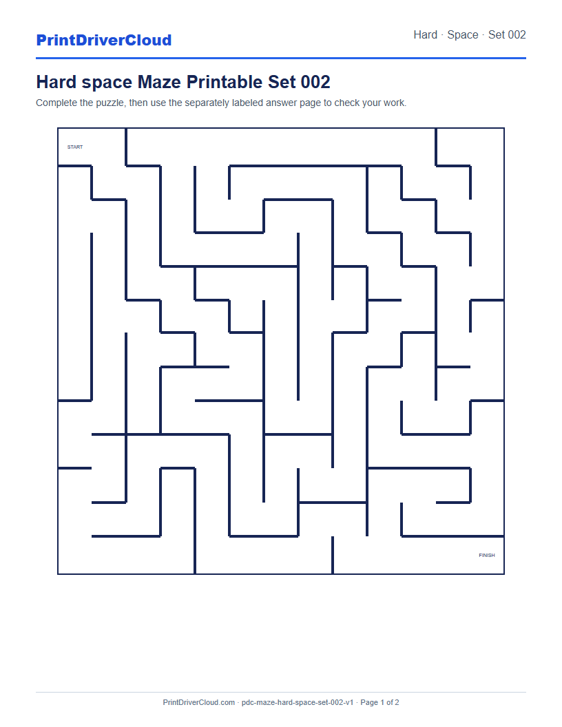 Preview of Hard space Maze Printable Set 002