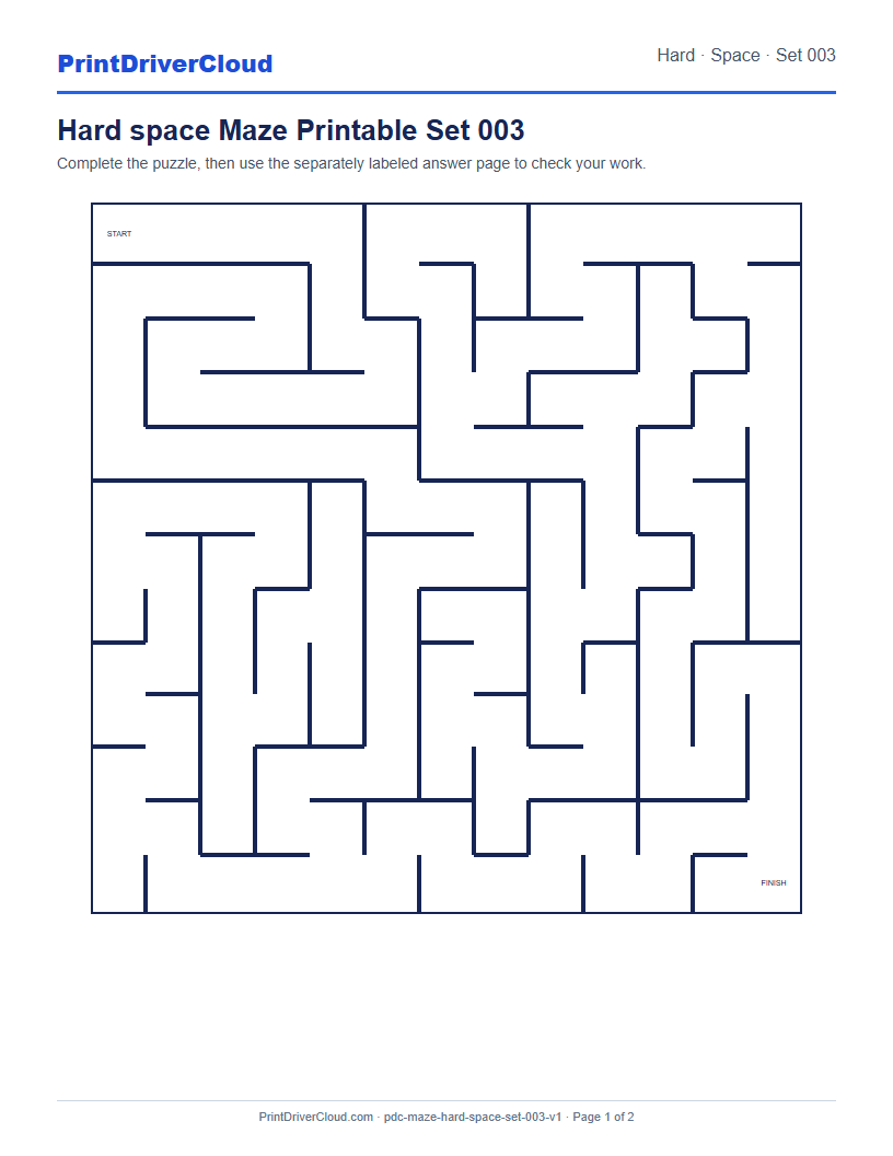 Preview of Hard space Maze Printable Set 003