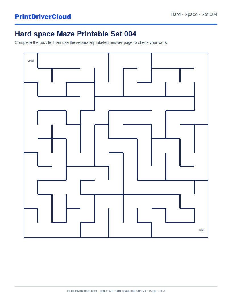Preview of Hard space Maze Printable Set 004
