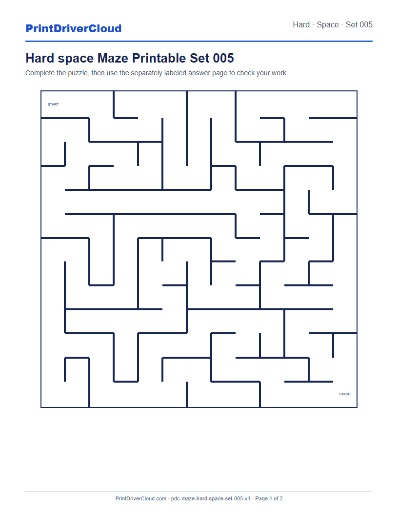Preview of Hard space Maze Printable Set 005