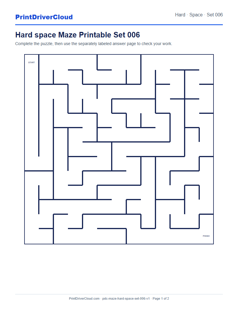 Preview of Hard space Maze Printable Set 006