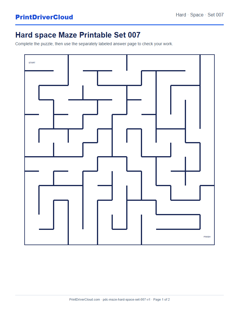 Preview of Hard space Maze Printable Set 007