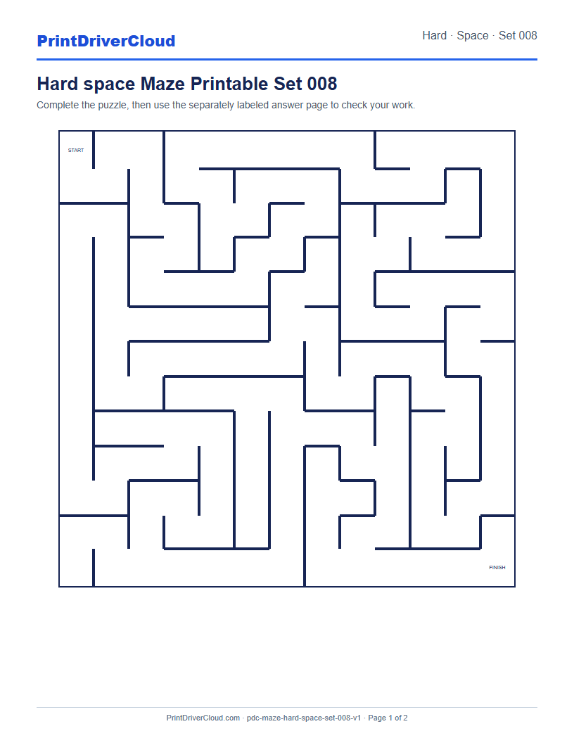 Preview of Hard space Maze Printable Set 008