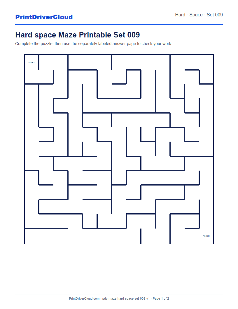 Preview of Hard space Maze Printable Set 009