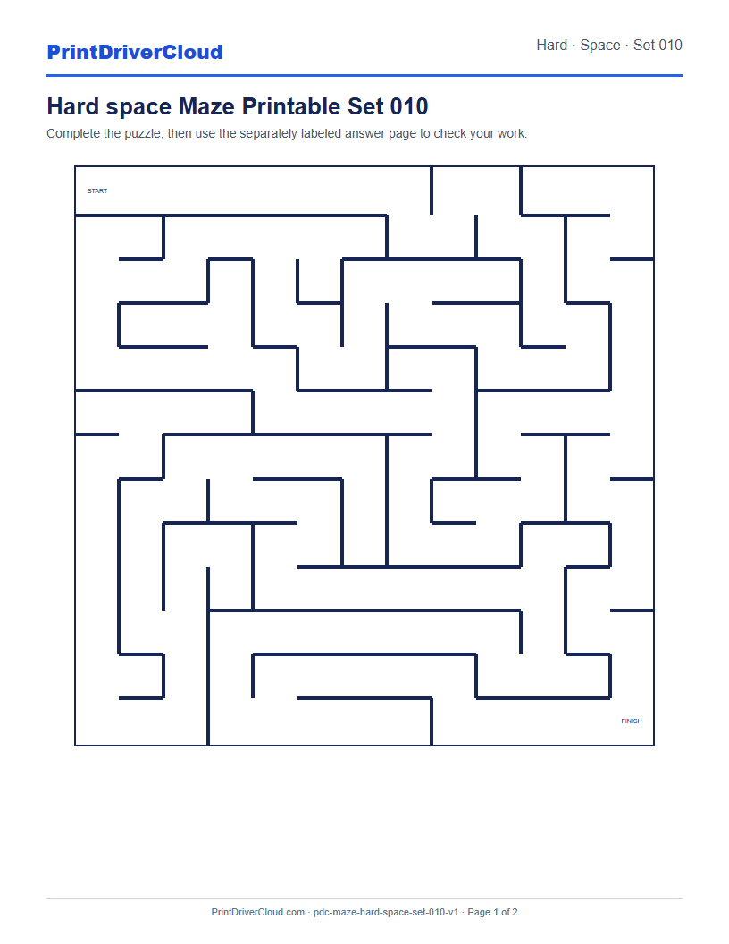 Preview of Hard space Maze Printable Set 010