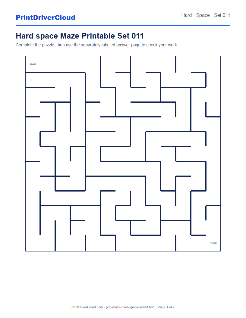 Preview of Hard space Maze Printable Set 011