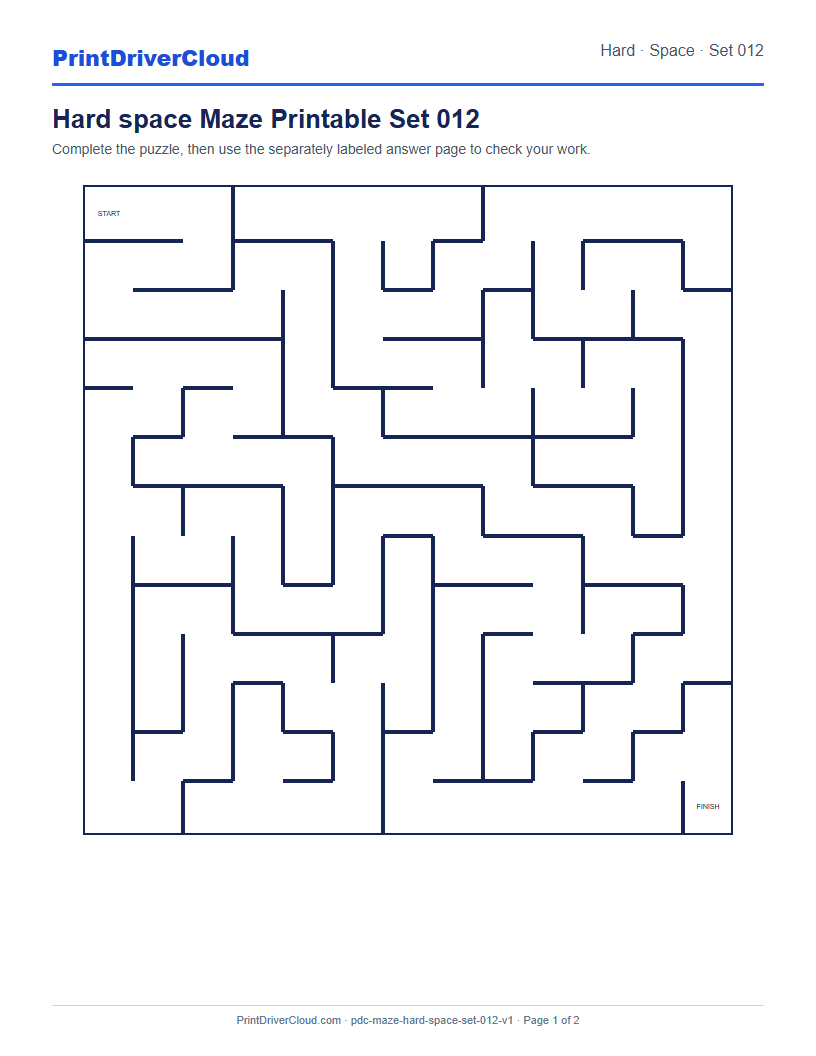 Preview of Hard space Maze Printable Set 012