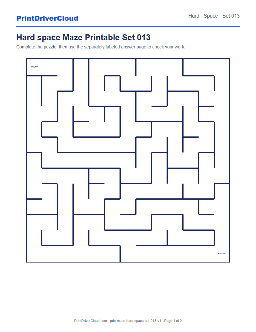 Preview of Hard space Maze Printable Set 013