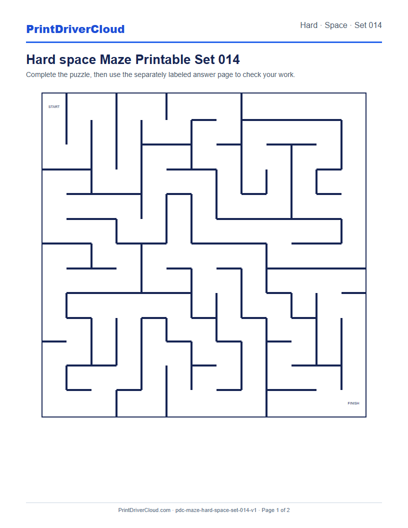 Preview of Hard space Maze Printable Set 014