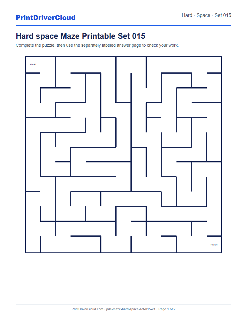 Preview of Hard space Maze Printable Set 015