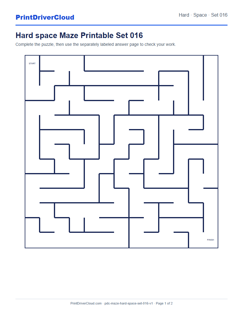 Preview of Hard space Maze Printable Set 016