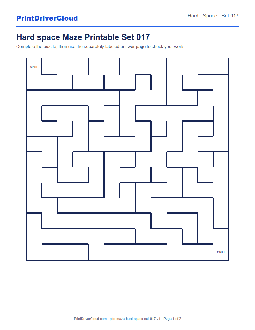 Preview of Hard space Maze Printable Set 017