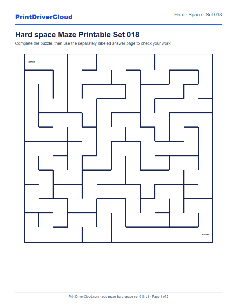 Preview of Hard space Maze Printable Set 018