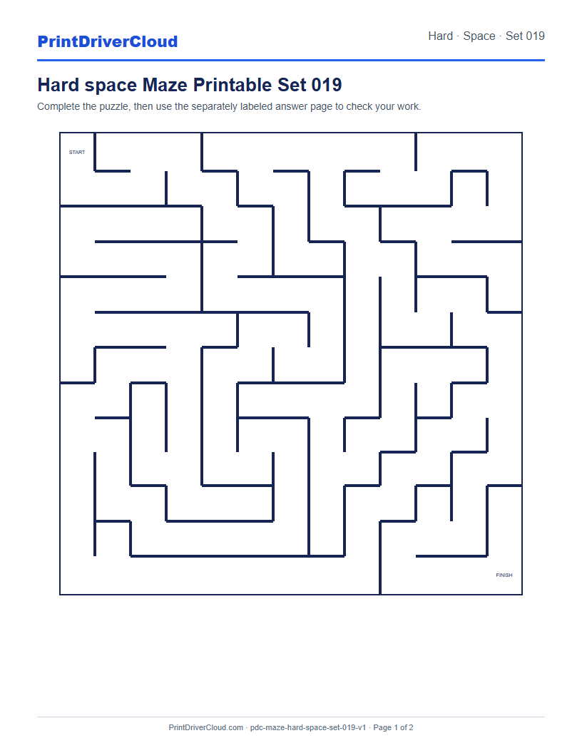 Preview of Hard space Maze Printable Set 019
