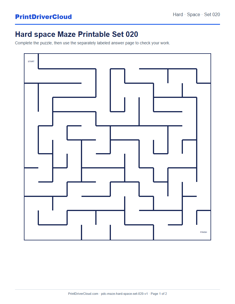 Preview of Hard space Maze Printable Set 020
