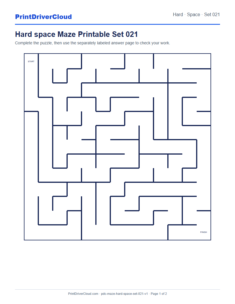 Preview of Hard space Maze Printable Set 021