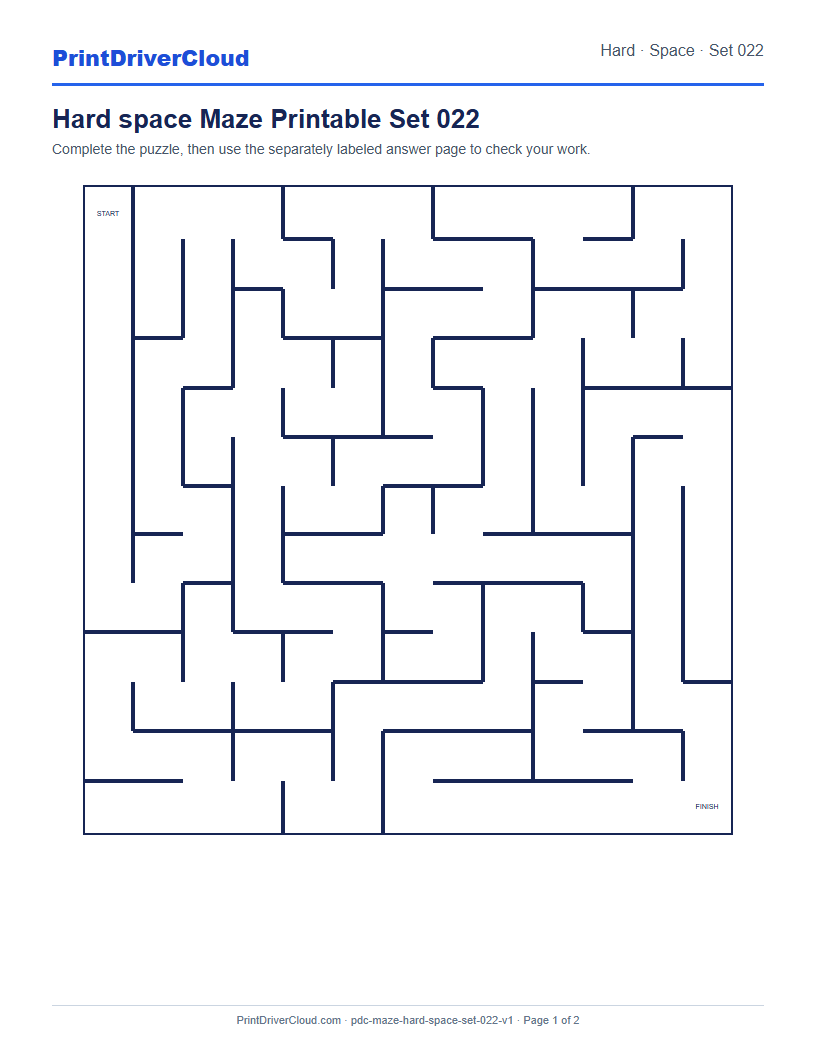 Preview of Hard space Maze Printable Set 022