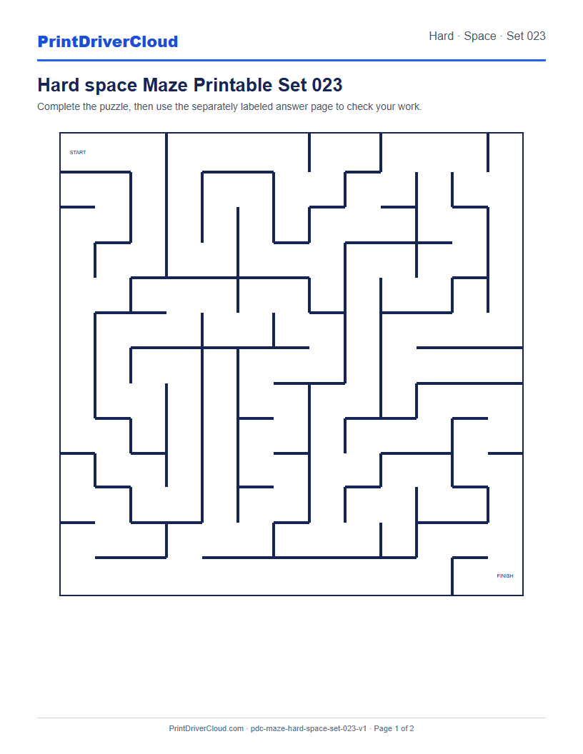 Preview of Hard space Maze Printable Set 023