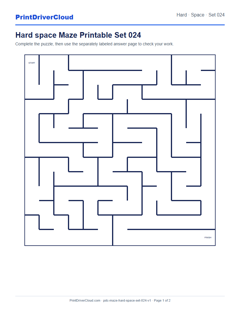 Preview of Hard space Maze Printable Set 024