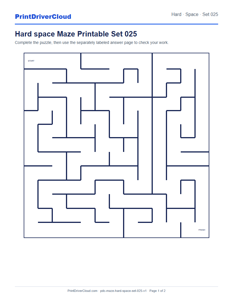 Preview of Hard space Maze Printable Set 025