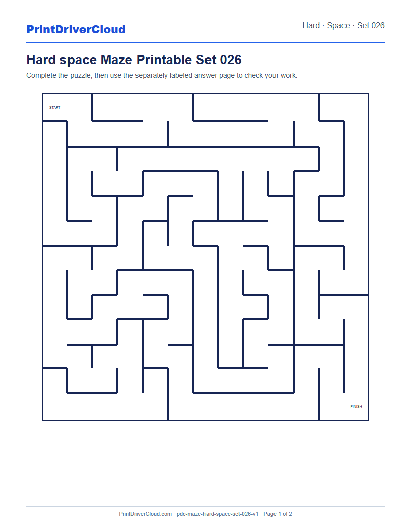 Preview of Hard space Maze Printable Set 026