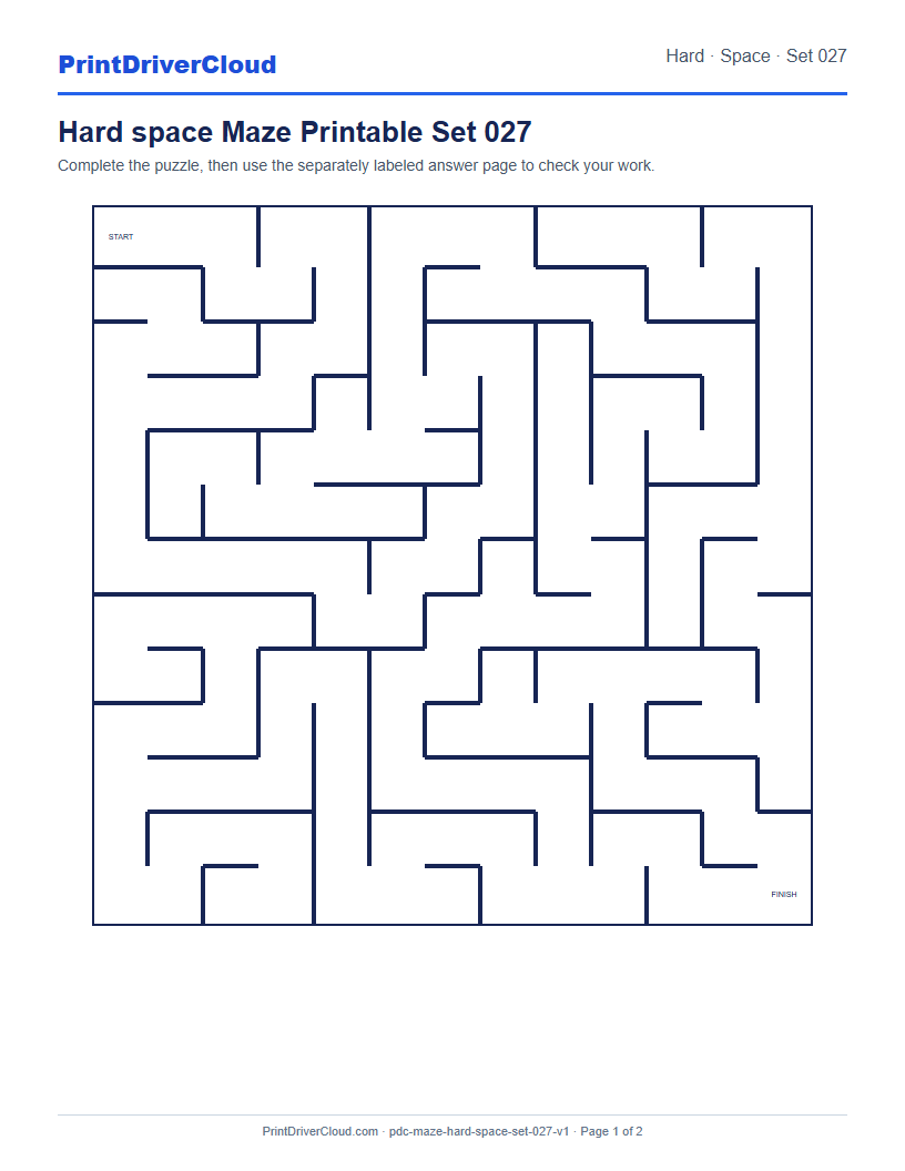 Preview of Hard space Maze Printable Set 027