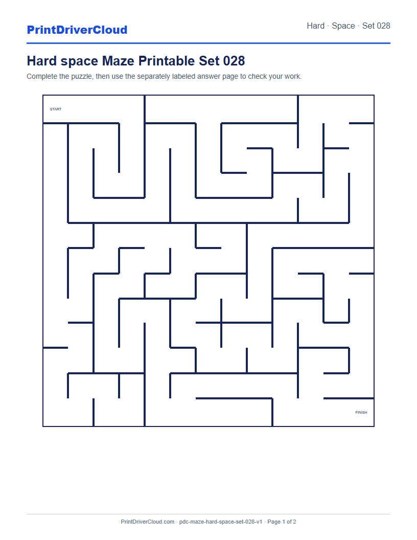 Preview of Hard space Maze Printable Set 028