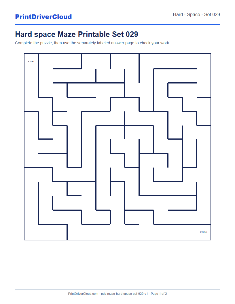 Preview of Hard space Maze Printable Set 029