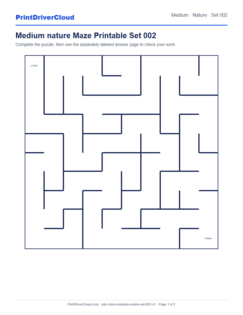 Preview of Medium nature Maze Printable Set 002
