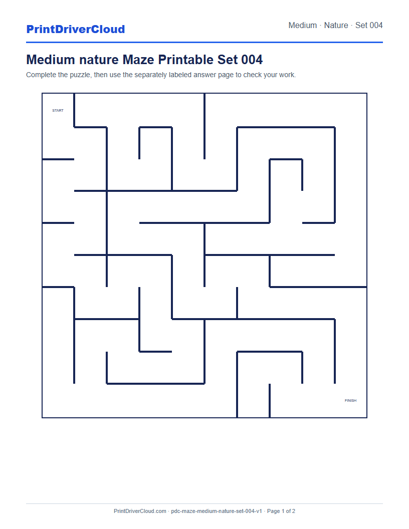 Preview of Medium nature Maze Printable Set 004