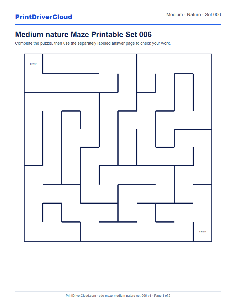 Preview of Medium nature Maze Printable Set 006