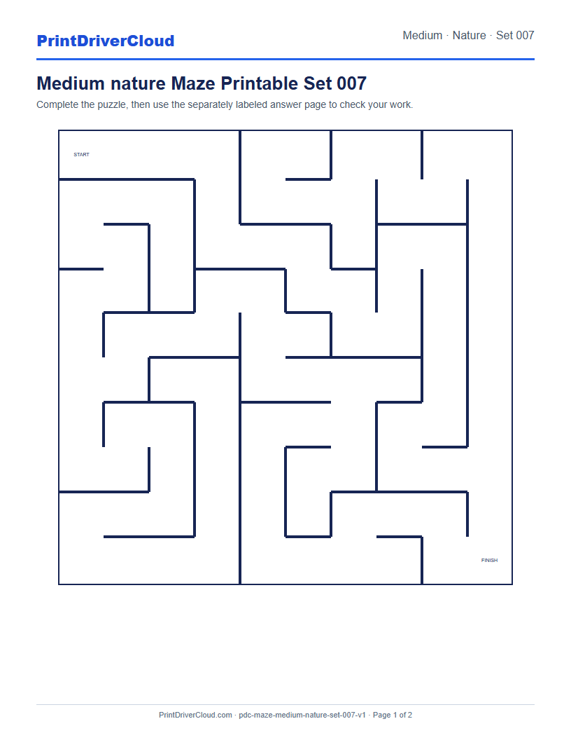 Preview of Medium nature Maze Printable Set 007