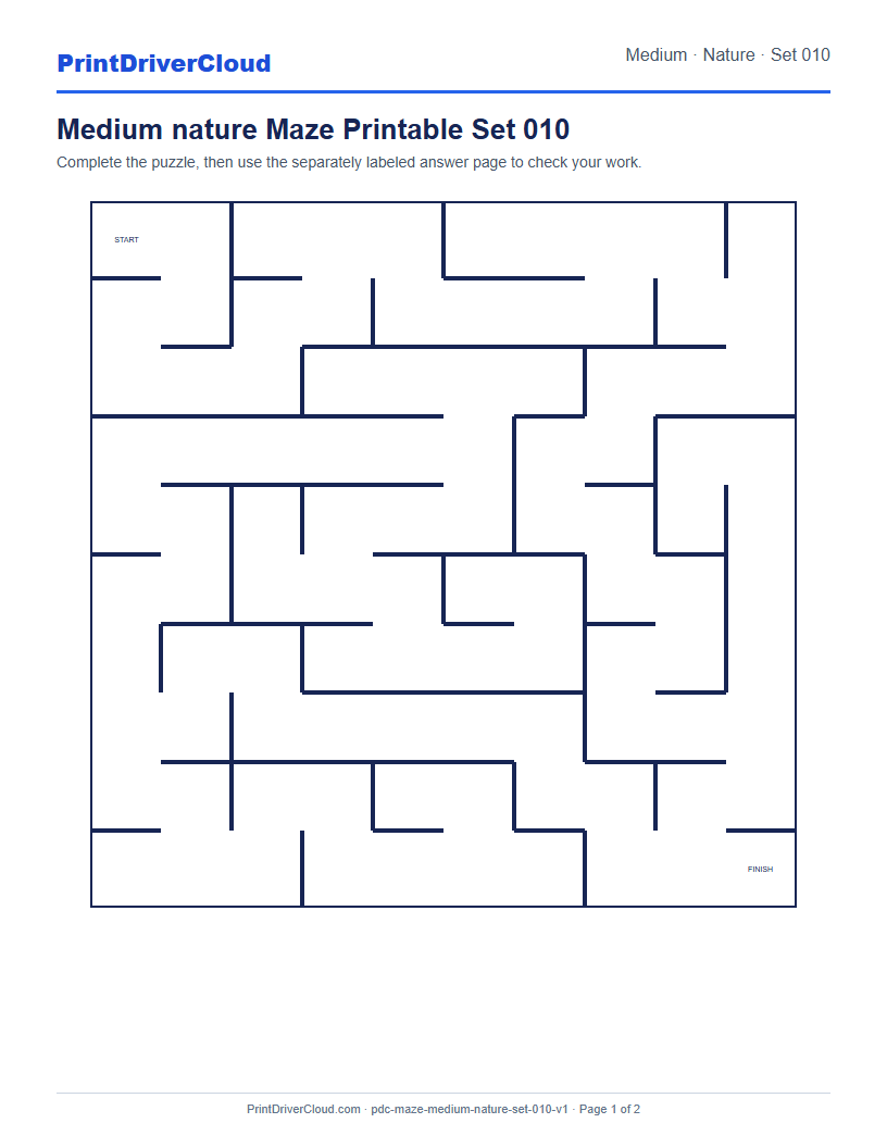 Preview of Medium nature Maze Printable Set 010