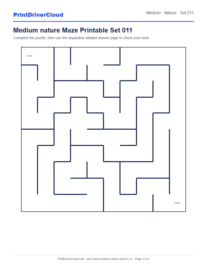 Preview of Medium nature Maze Printable Set 011
