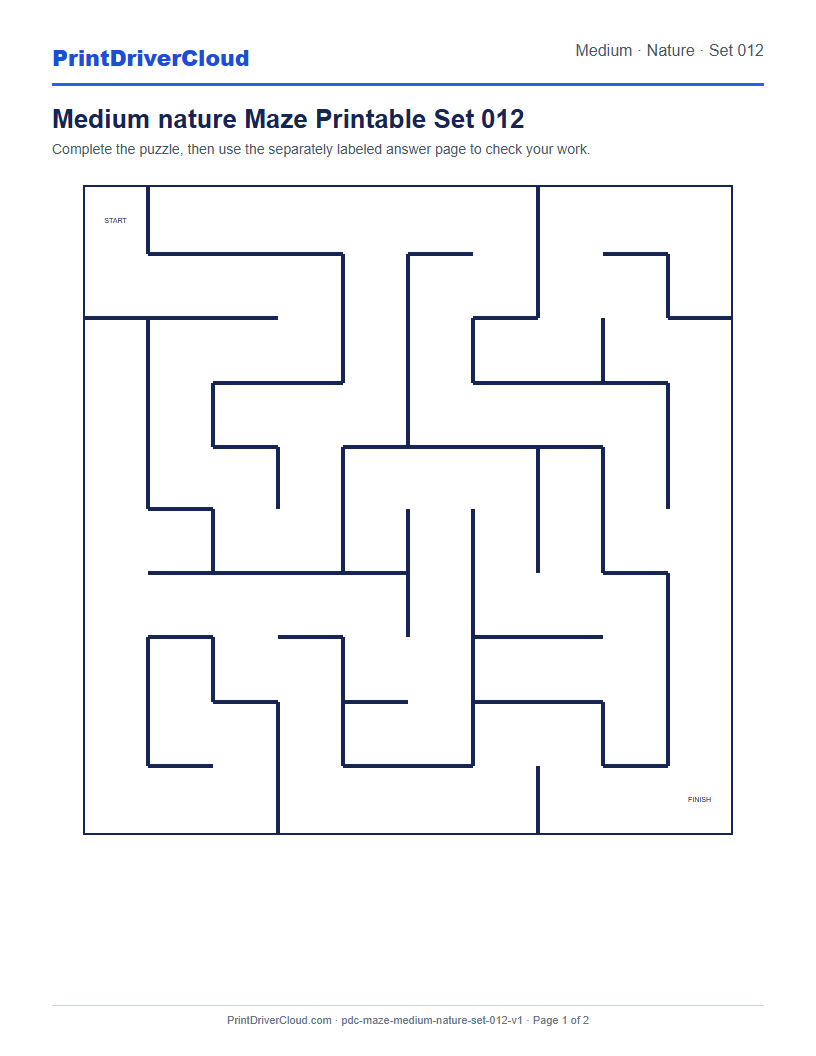 Preview of Medium nature Maze Printable Set 012