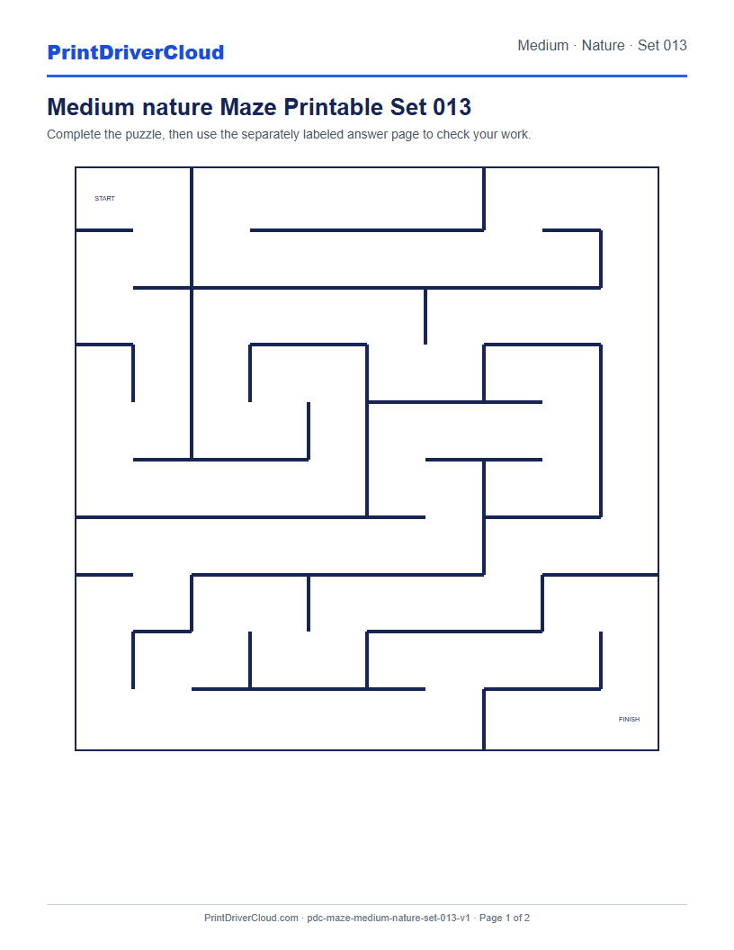 Preview of Medium nature Maze Printable Set 013