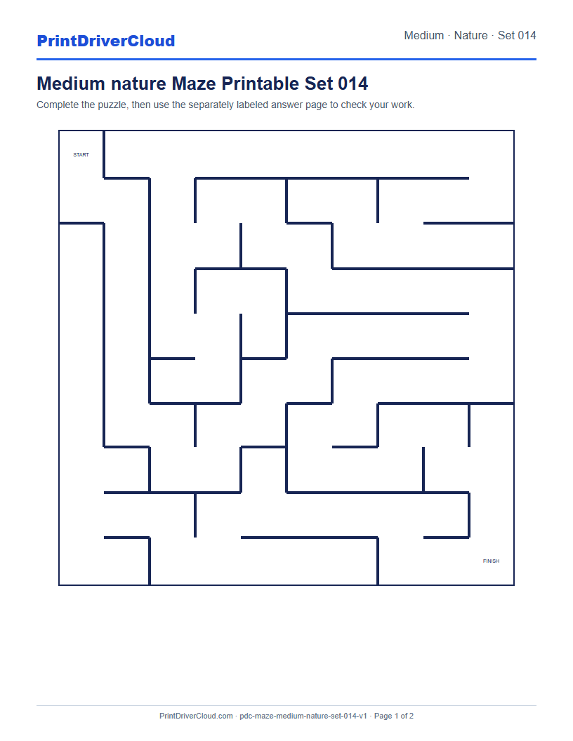 Preview of Medium nature Maze Printable Set 014