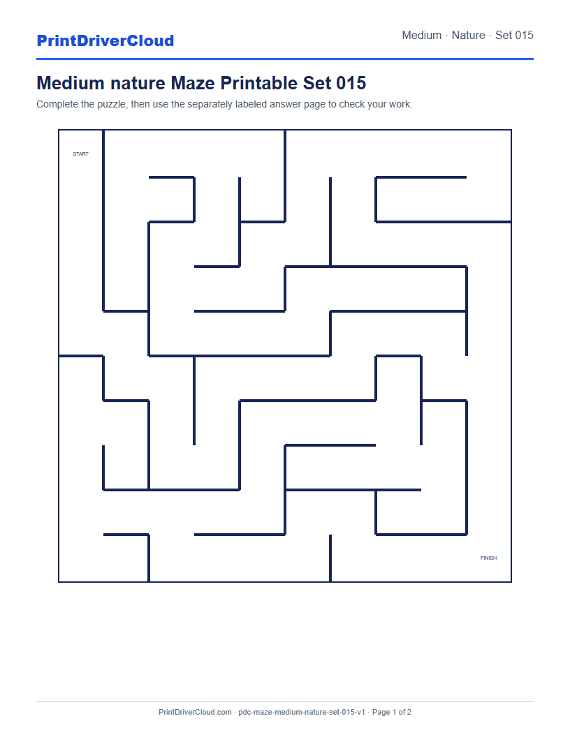 Preview of Medium nature Maze Printable Set 015