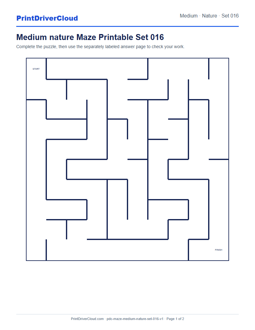 Preview of Medium nature Maze Printable Set 016