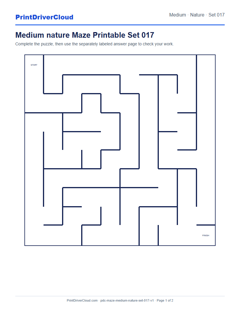 Preview of Medium nature Maze Printable Set 017