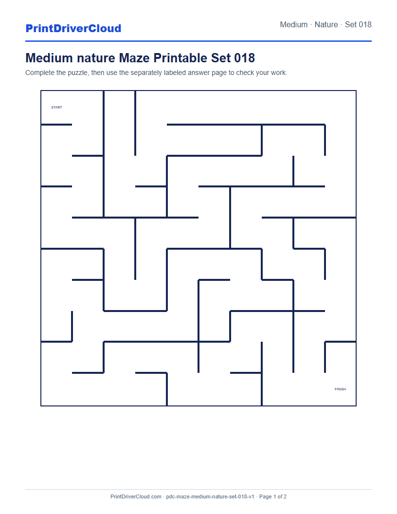 Preview of Medium nature Maze Printable Set 018