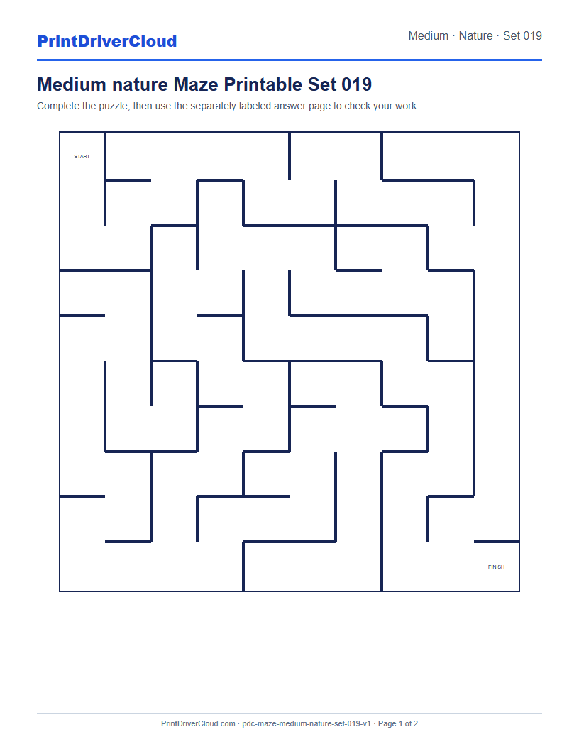 Preview of Medium nature Maze Printable Set 019
