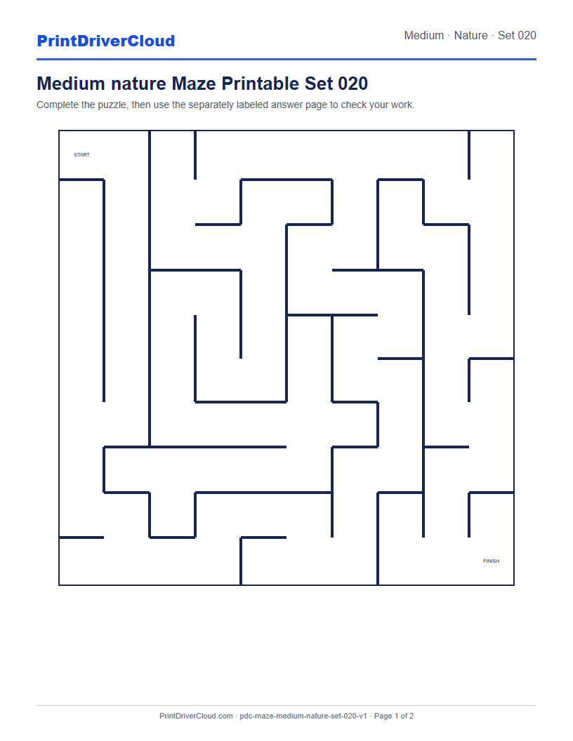 Preview of Medium nature Maze Printable Set 020
